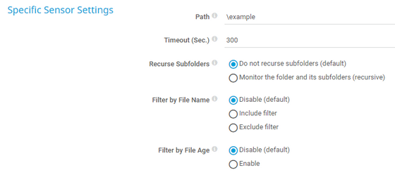 Specific Sensor Settings